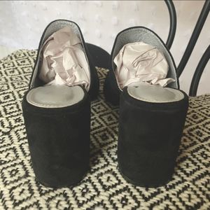 NASTY GAL Black Vegan Suede Mule Heels